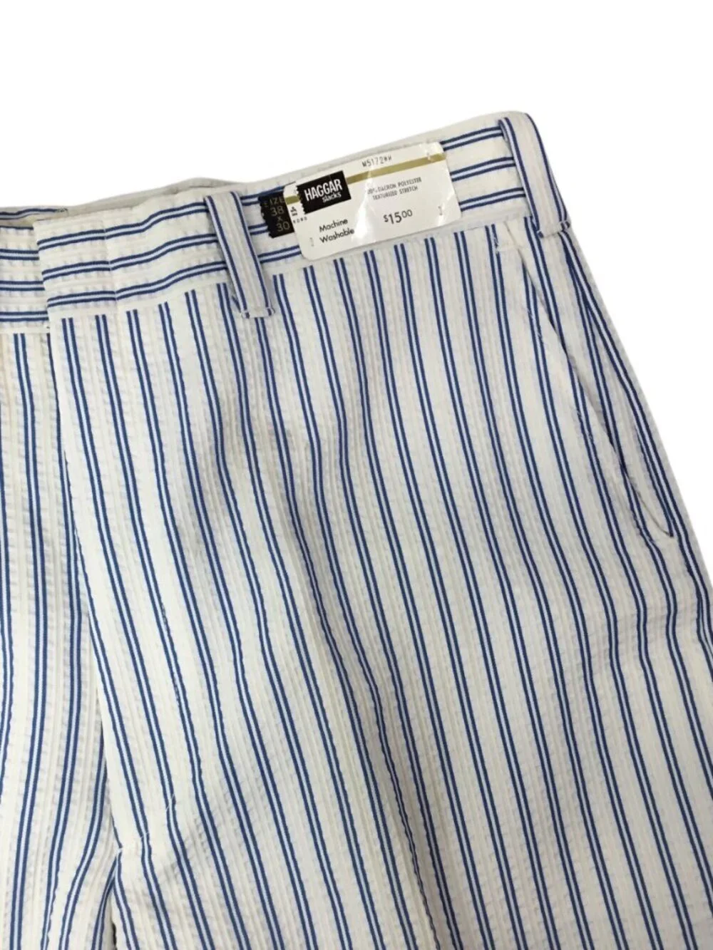 Vintage Haggar Seersucker Men's Pants NWT Stretch Textured 38 X 30 Polyester NOS